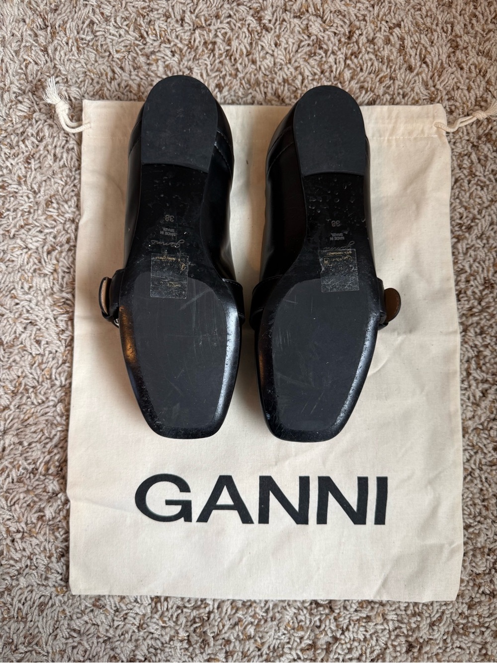 Ganni Butterfly Strap Ballet Flats - size EU 38/US 8 - Picture 3 of 4
